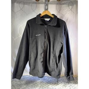 Columbia Fleece Jacket Men's Large Black Full Zip Up Pockets Outdoors Workwear